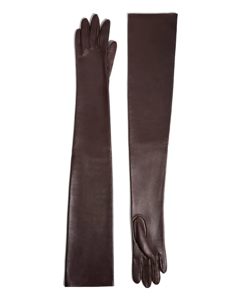 KHAITE leather long gloves - Braun Braun