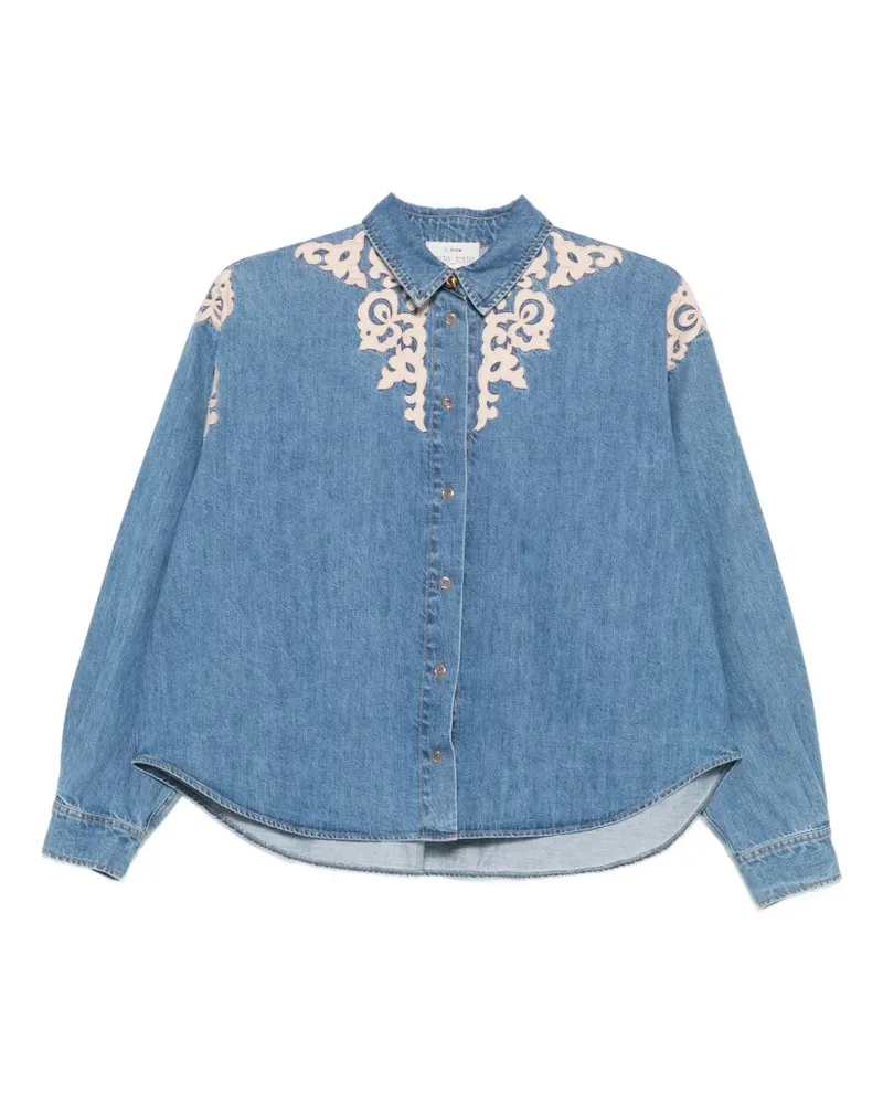 forte_forte Jeanshemd mit bestickter Passe - Blau Blau