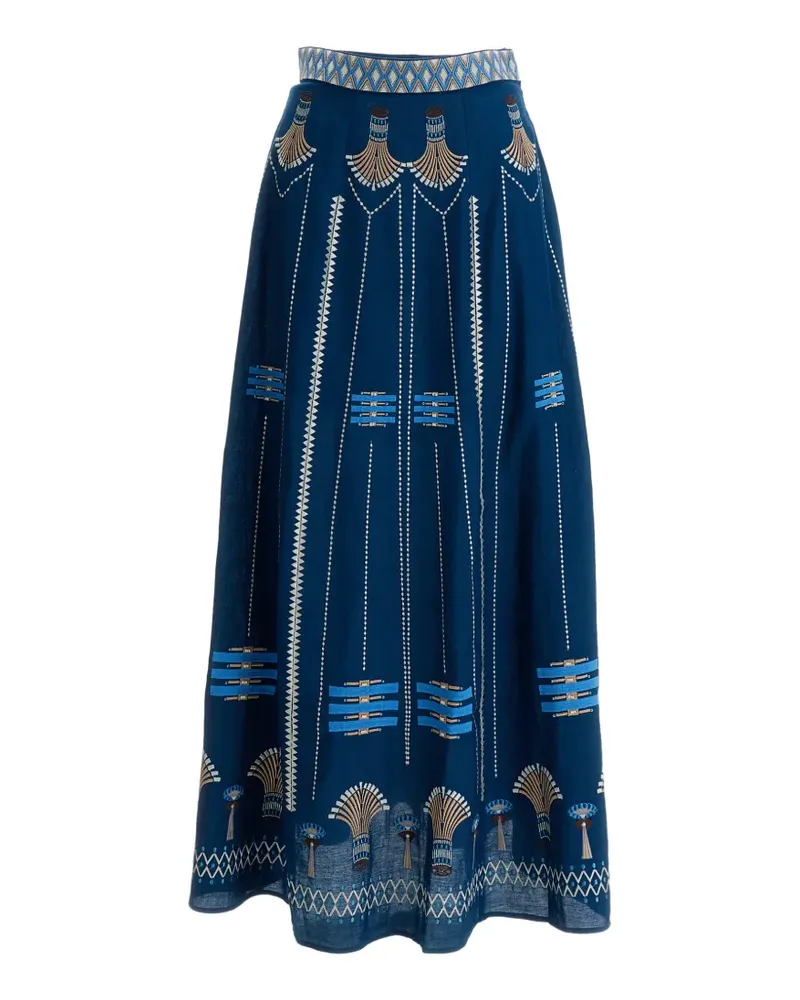 Emporio Sirenuse Camille ballerina embroidery A-line maxi skirt - Blau Blau