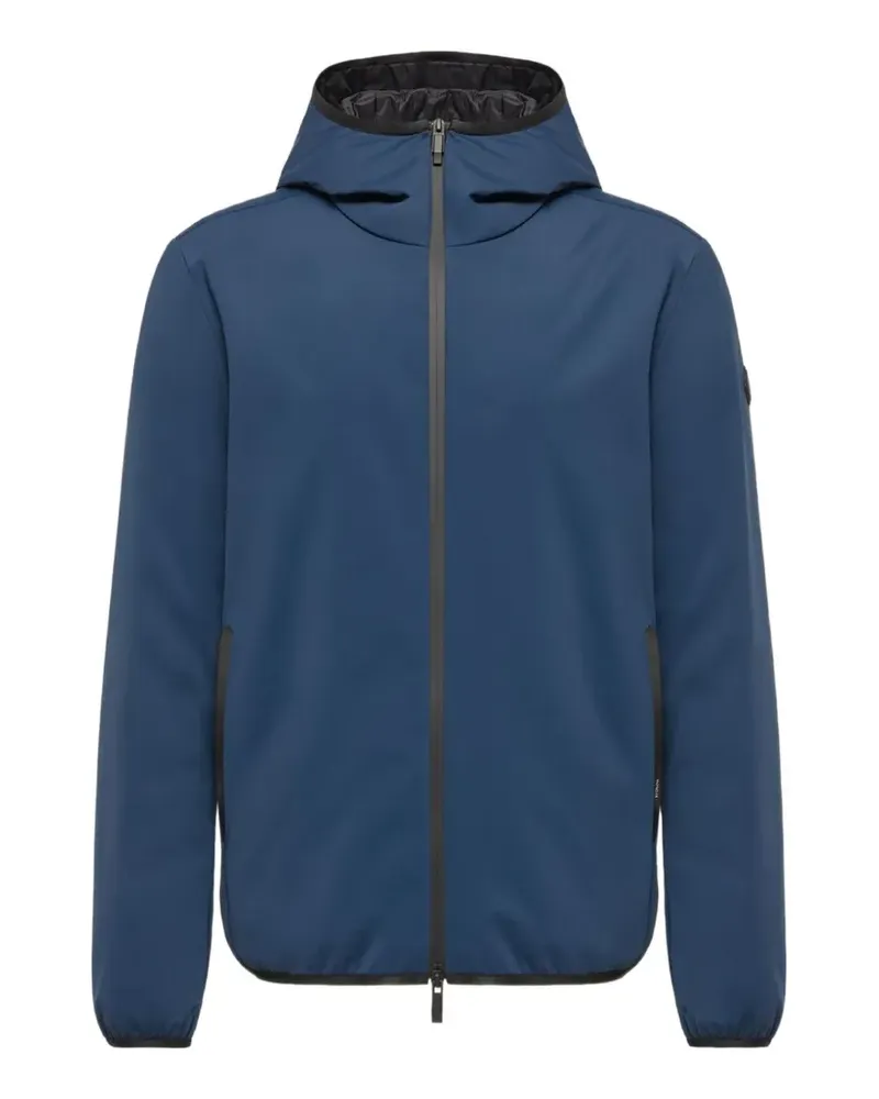 Moncler Kapuzenjacke mit Logo-Patch - Blau Blau