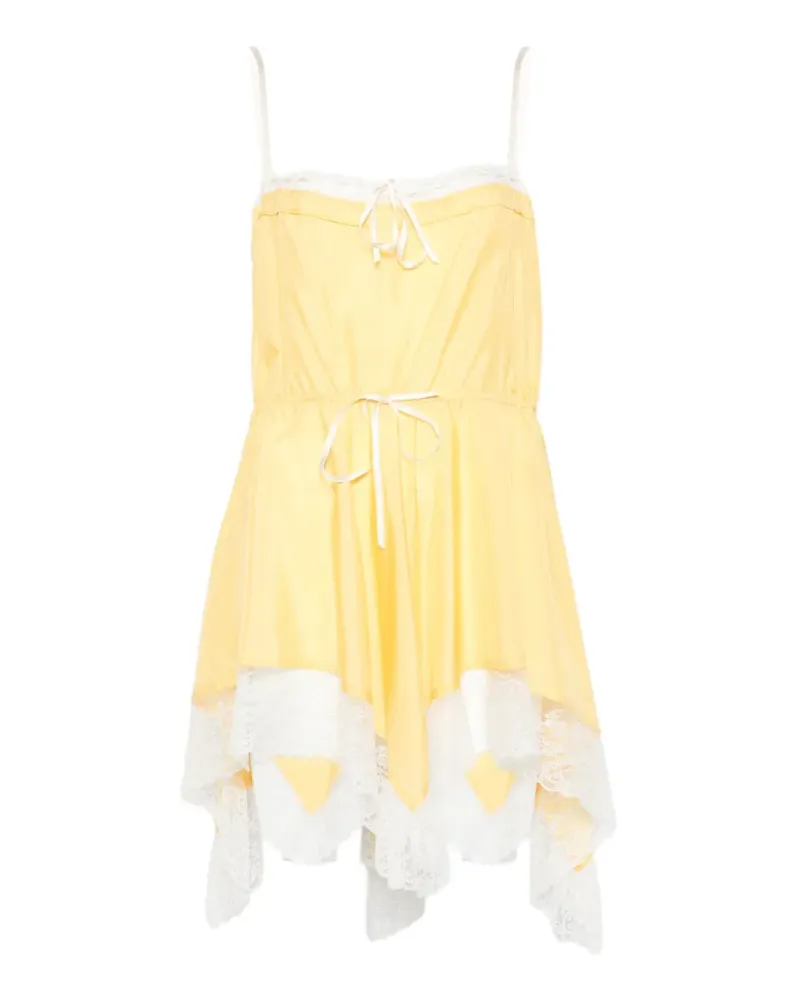 Saint Laurent lace-detail strapless mini dress - Gelb Gelb