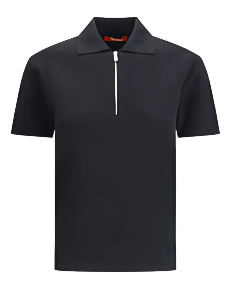 Max Mara Teti zip ribbed polo top - Blau Blau