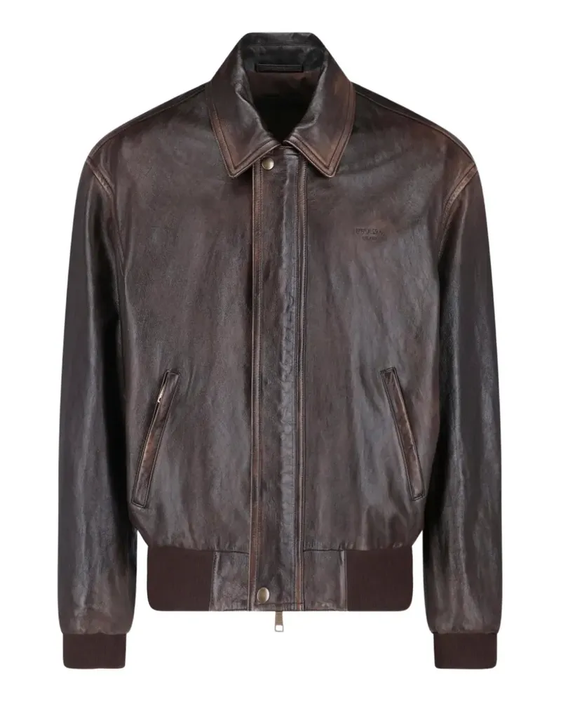Prada nappa leather bomber jacket - Braun Braun