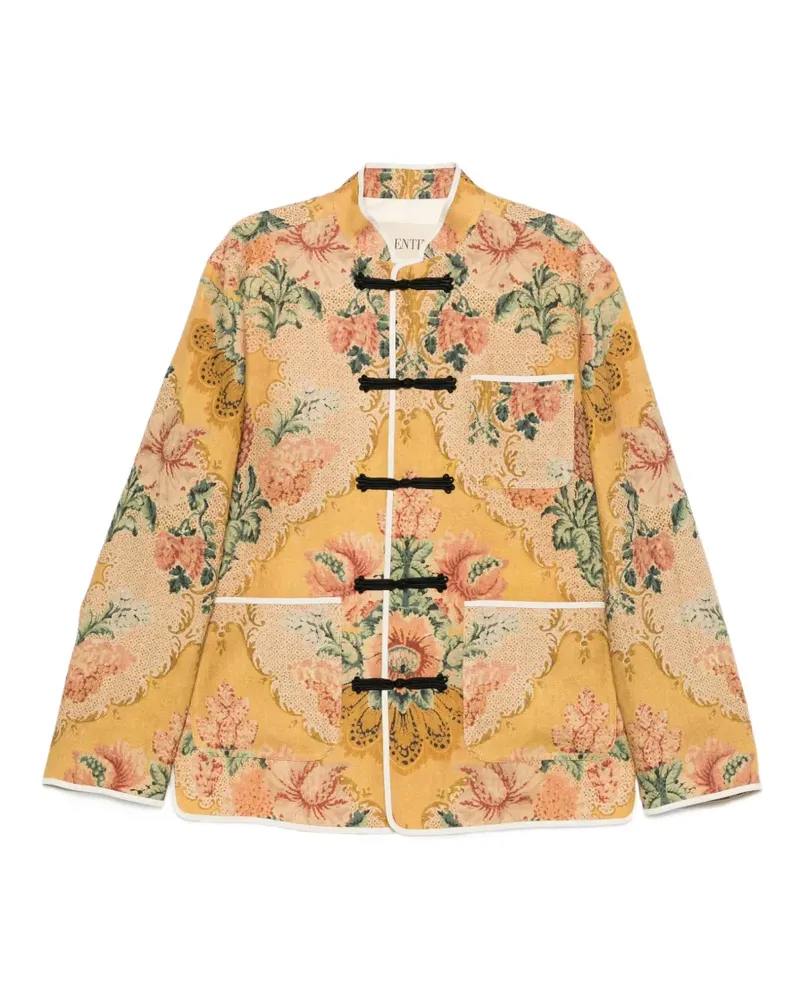 Valentino Garavani floral-print frog-closure jacket - Gelb Gelb