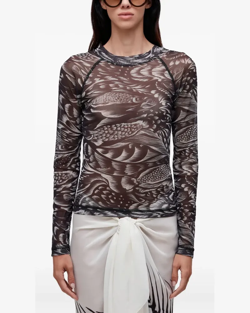 Osklen Mesh-T-Shirt mit Pirarucu-Print - Schwarz Schwarz