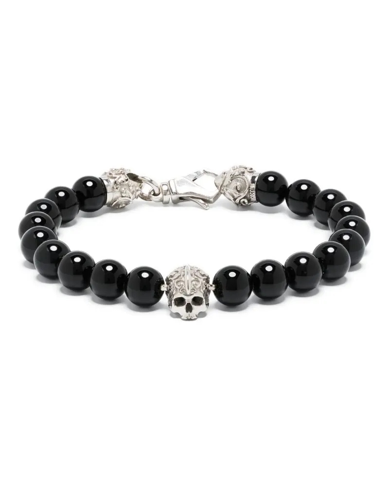 Emanuele Bicocchi Perlenarmband mit Totenkopf - Silber Silber