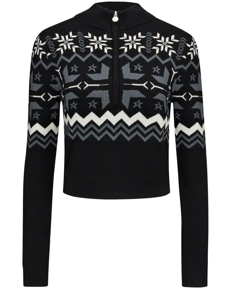 Perfect Moment Nordic Pullover mit kurzem Reißverschluss - Schwarz Schwarz