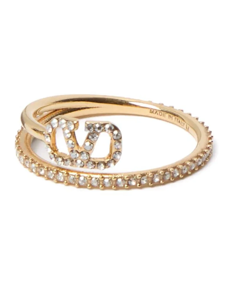 Valentino Garavani VLogo Ring mit Kristallen Gold