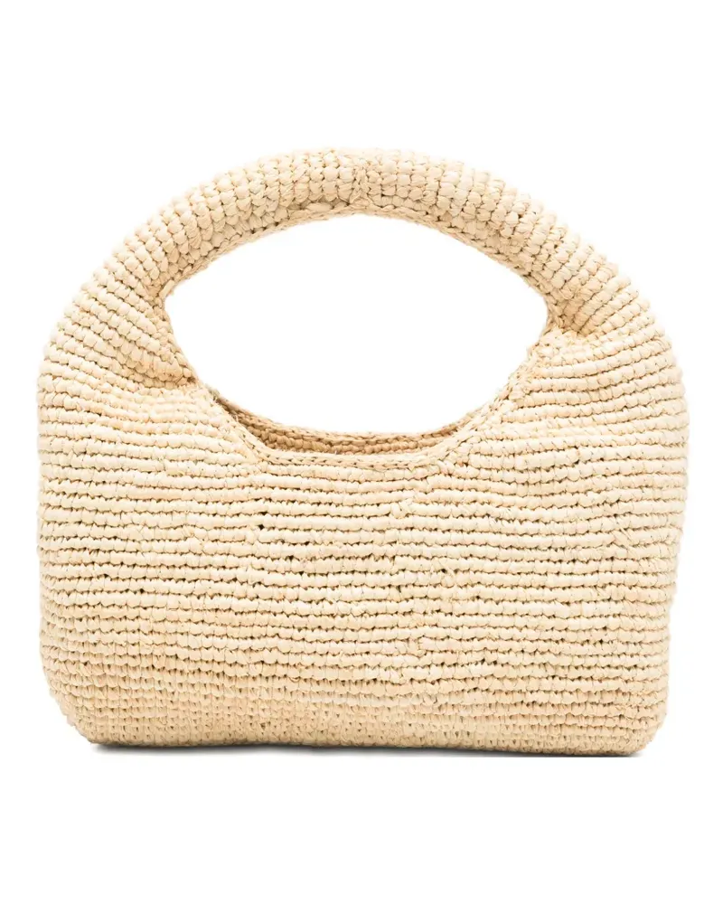 Manebí Halfmoon raffia tote bag - Nude Nude