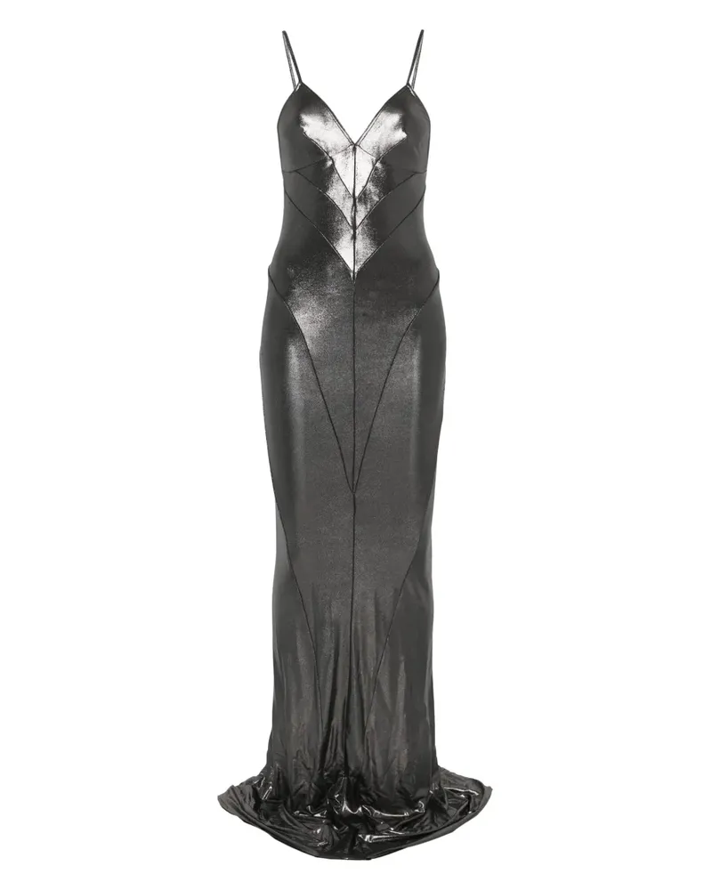 Rick Owens Lilies Drapiertes Maxikleid mit Lamé - Grau Grau