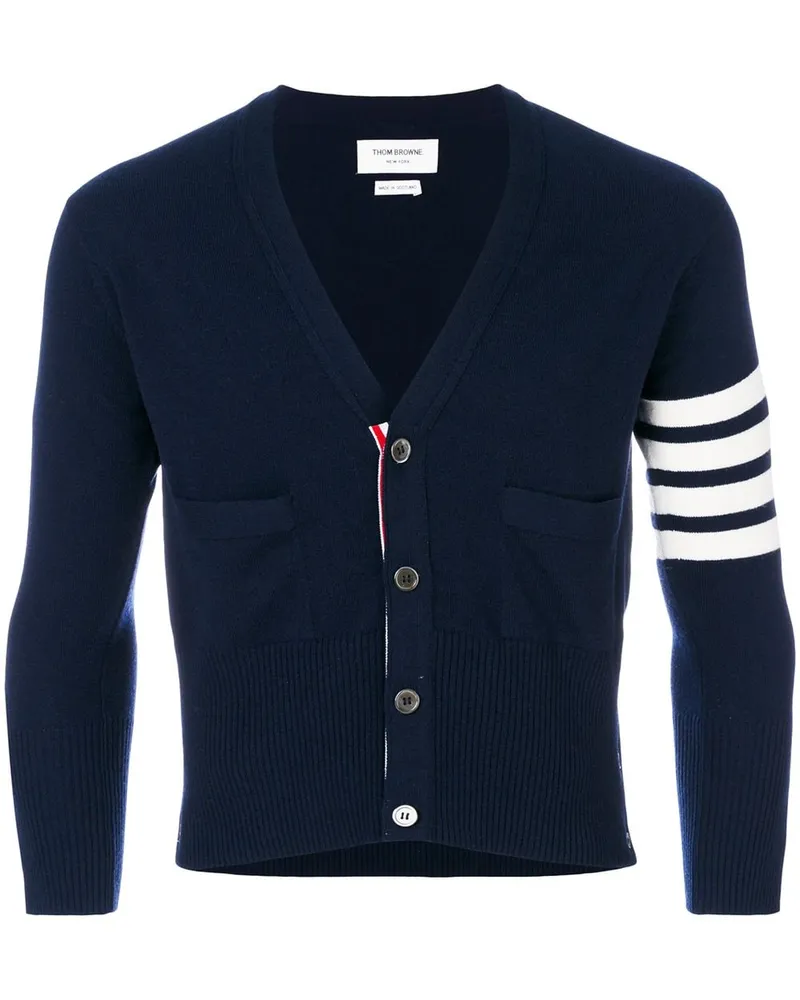 Thom Browne Kaschmircardigan mit gestreiftem Ärmel - Blau Blau
