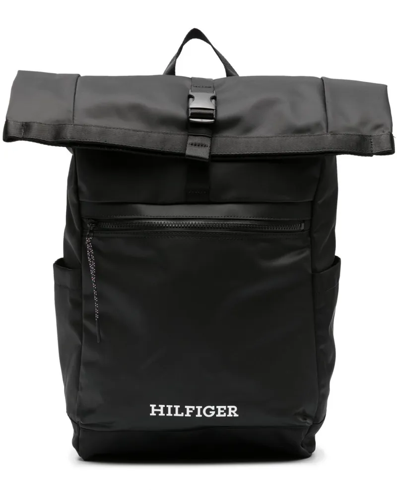 Tommy Hilfiger Monotype Rucksack mit Rollverschluss Schwarz