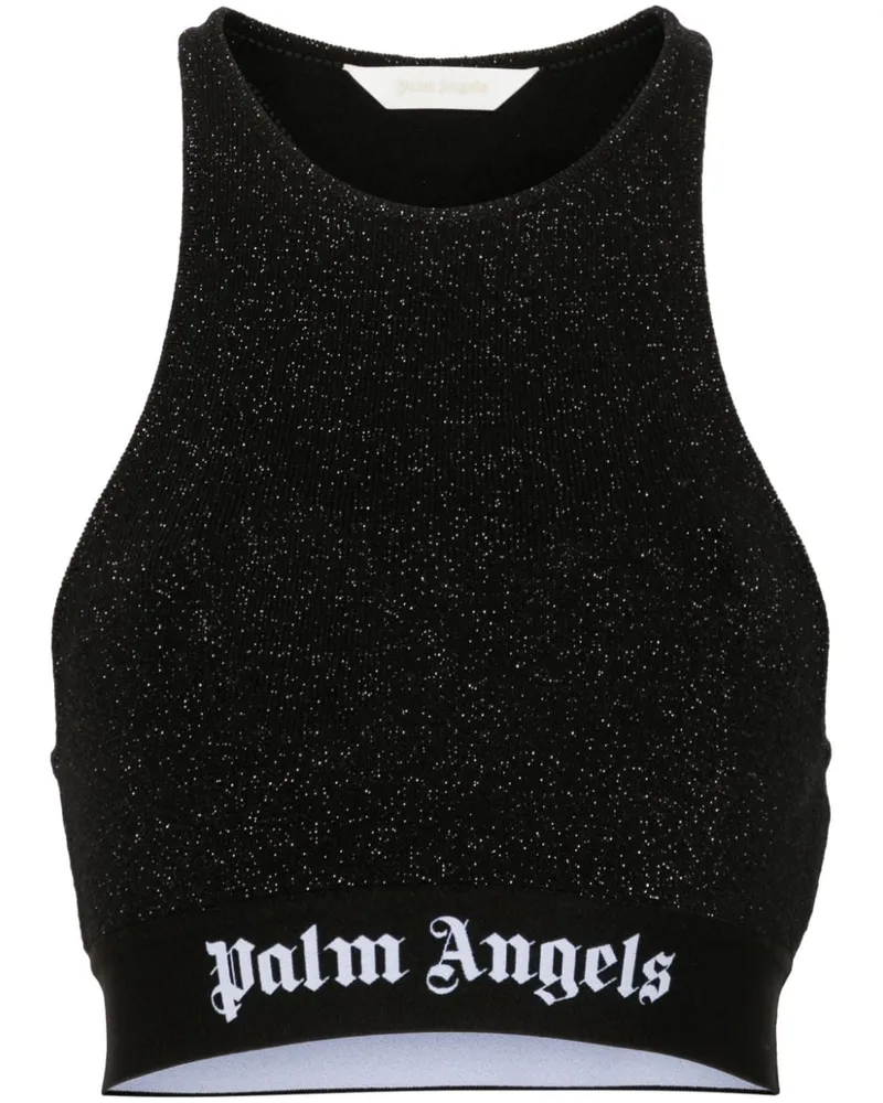 Palm Angels Cropped-Top aus Lurex - Schwarz Schwarz