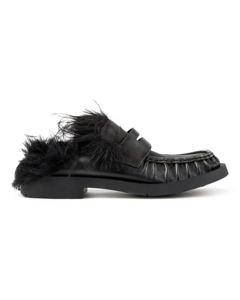 Camper Flache Mil 1978 Mules aus Leder - Schwarz Schwarz