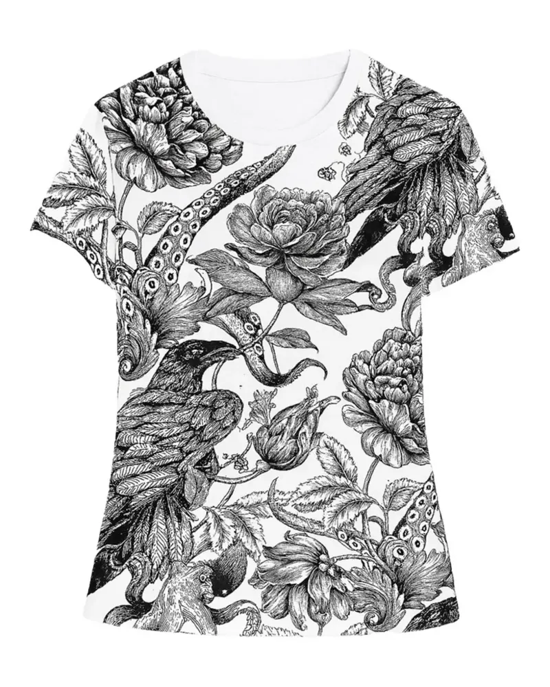 John Richmond T-Shirt mit Blumen-Print - Weiß Weiß