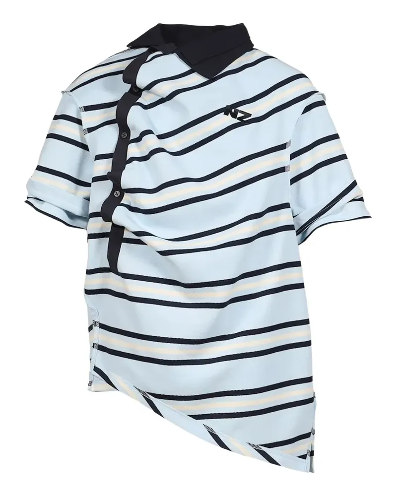 Natasha Zinko Asymmetrisches gestreiftes Poloshirt - Blau Blau