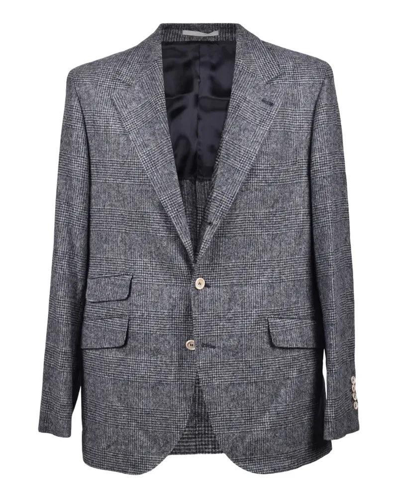 Brunello Cucinelli check-pattern single-breasted blazer - Blau Blau