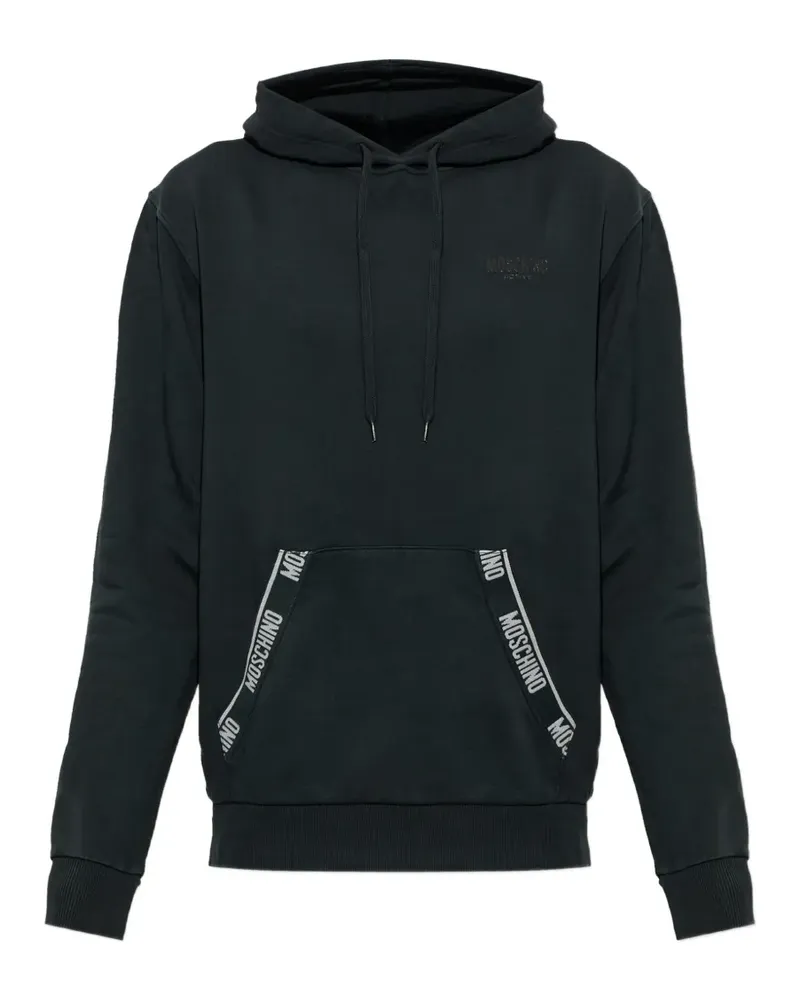 Moschino logo-trim hoodie - Schwarz Schwarz
