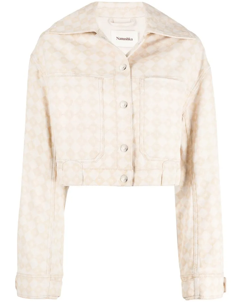 Nanushka Jeansjacke mit Logo-Muster - Nude Nude