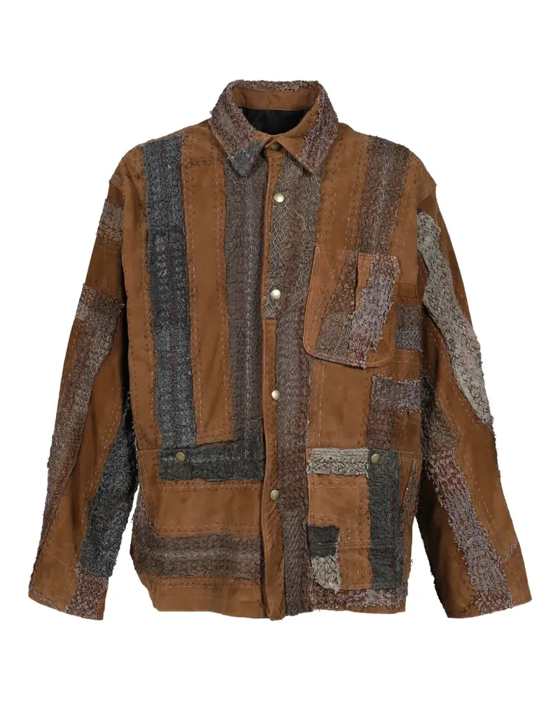 BY WALID patchwork embroidered jacket - Braun Braun