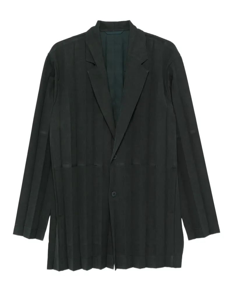 Issey Miyake Plissierte Jacke mit fallendem Revers - Grün Grün
