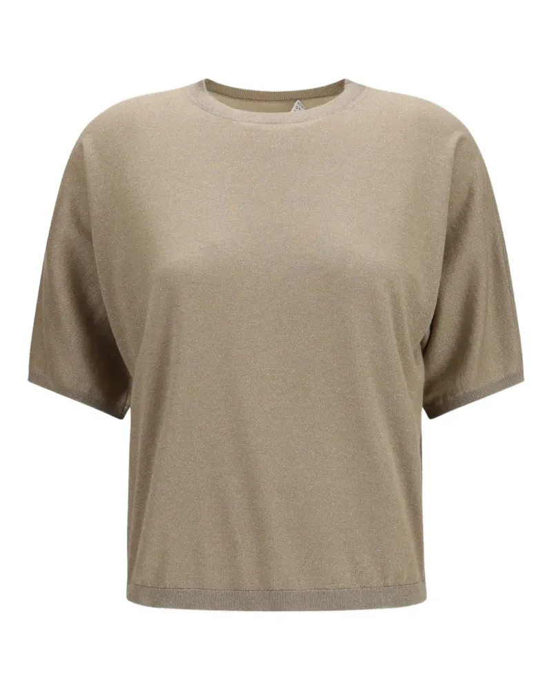 Brunello Cucinelli Kurzärmeliger Pullover mit rundem Ausschnitt - Nude Nude
