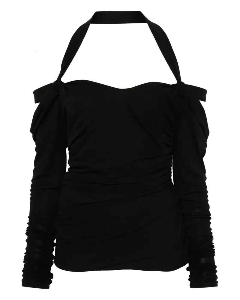 ATTICO Langärmeliges Neckholder-Minikleid - Schwarz Schwarz