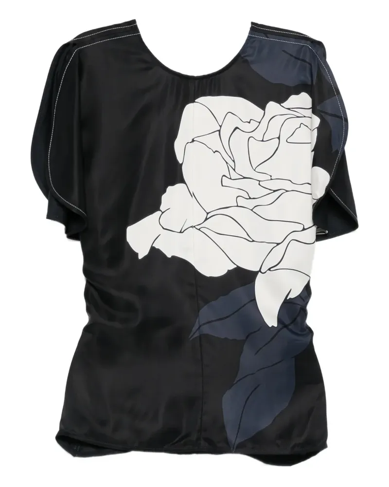 Victoria Beckham Bluse mit Blumen-Print - Schwarz Schwarz