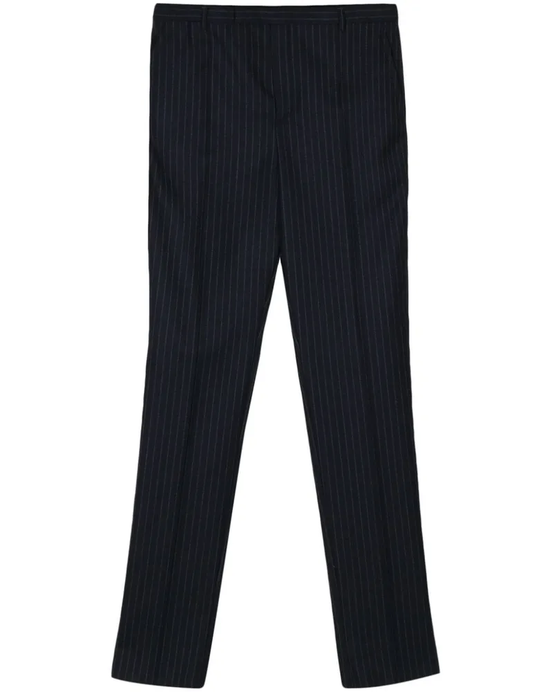 Saint Laurent pinstriped virgin-wool trousers - Blau Blau