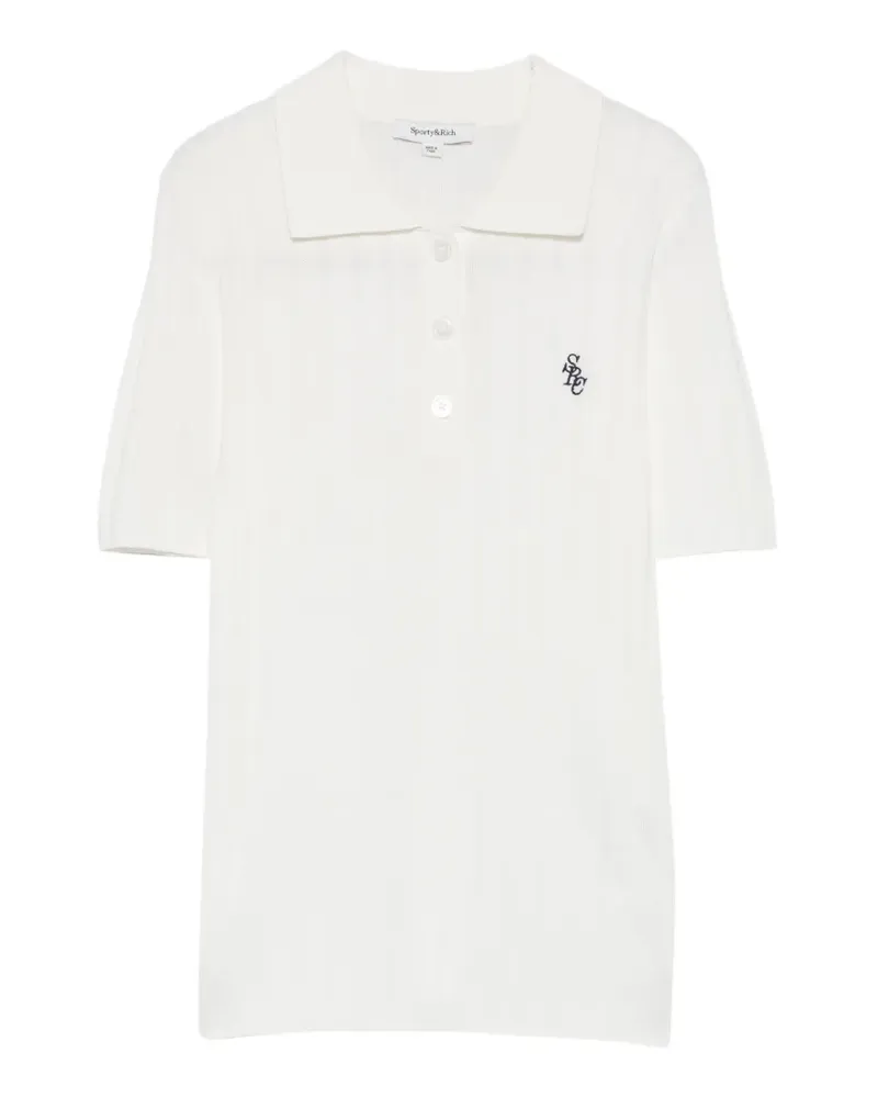 SPORTY & RICH Geripptes Josefa Poloshirt - Weiß Weiß