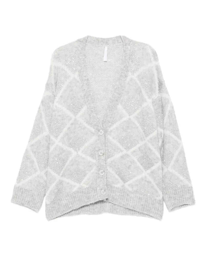 IMPERIAL Argyle-Cardigan mit Pailletten - Grau Grau