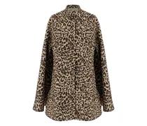 Stehkragen-Cape mit Animal-Print - Nude
