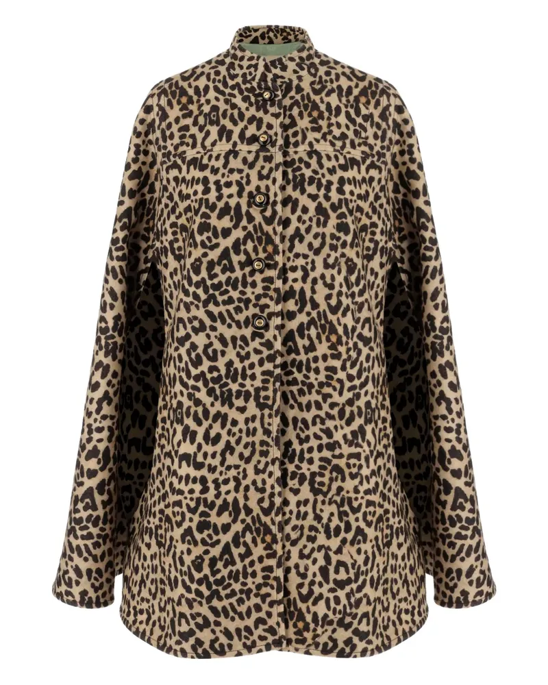 Valentino Garavani Stehkragen-Cape mit Animal-Print - Braun Braun