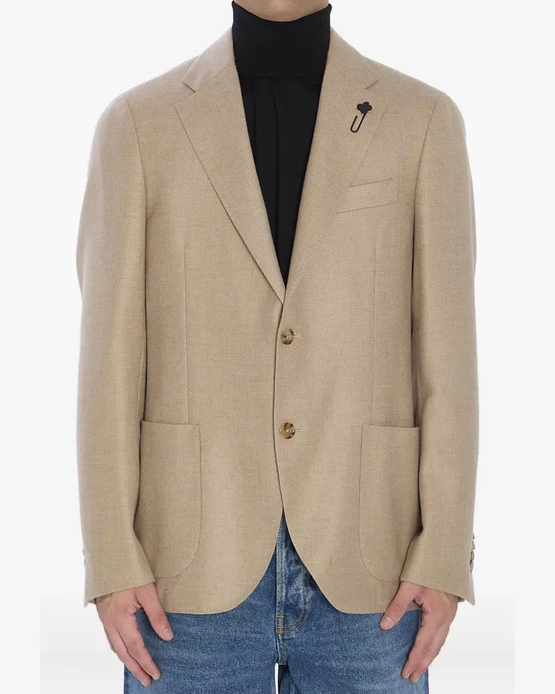 LARDINI patch-pocket cashmere blazer - Nude Nude