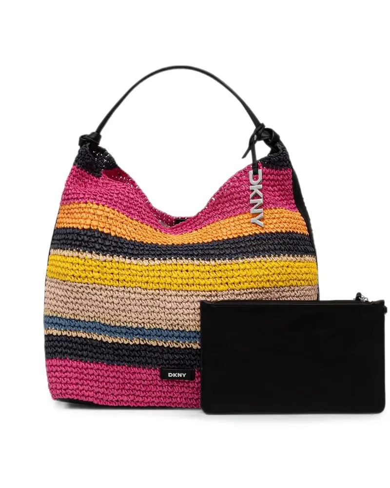 DKNY Paula striped woven shoulder bag - Rosa Rosa