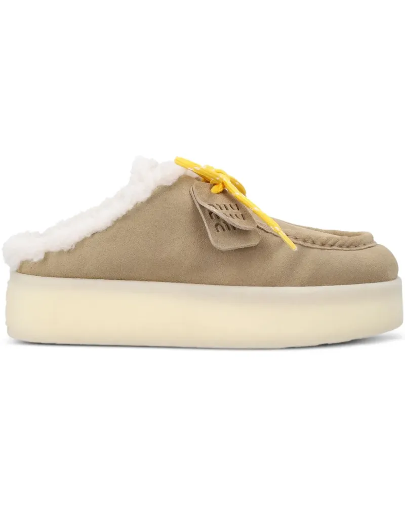 Miu Miu Slipper mit Plateau 45mm - Nude Nude