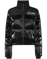 Philipp Plein Daunenjacke mit Logo-Print Schwarz