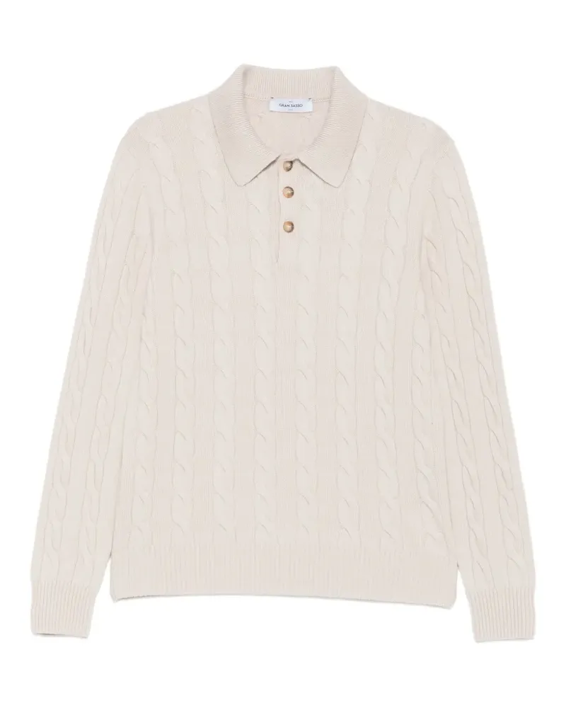 Gran Sasso Polo-Pullover mit Zopfmuster - Nude Nude