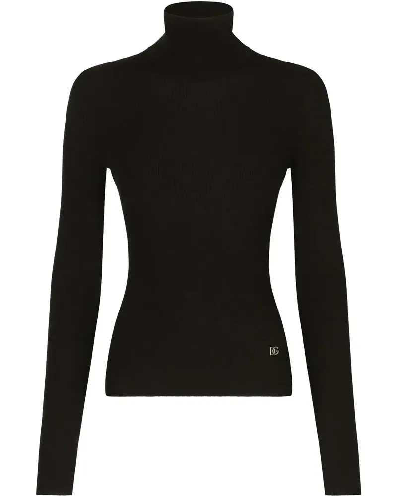 Dolce & Gabbana Rollkragenpullover mit DG-Logo - Schwarz Schwarz