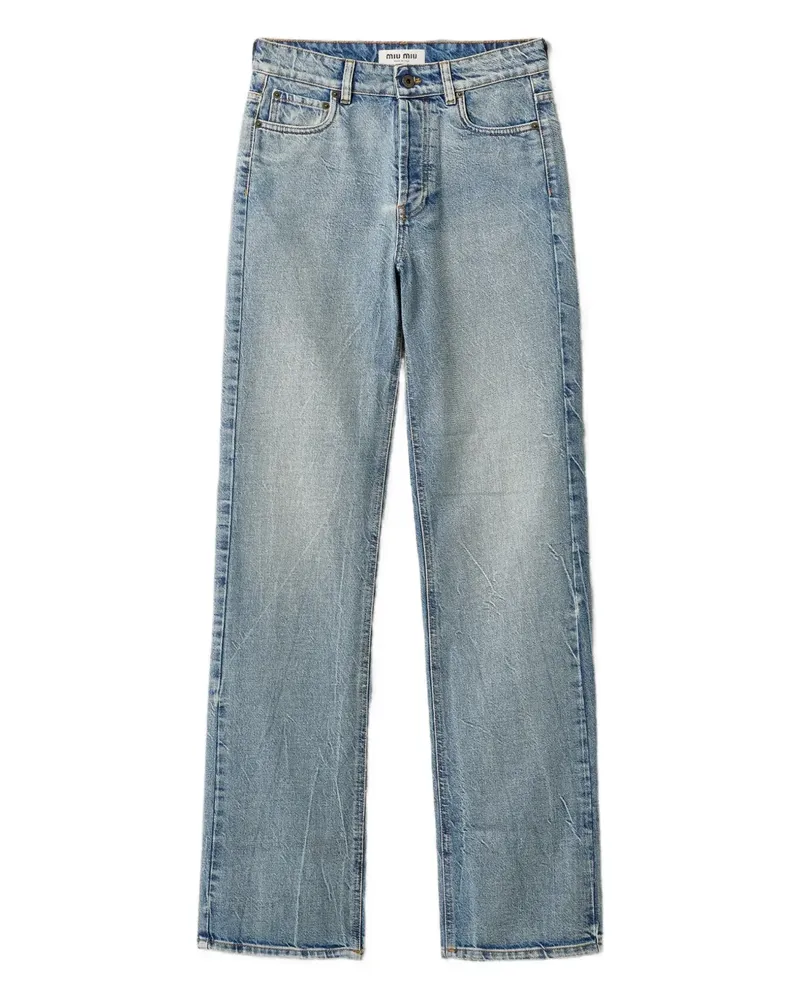 Miu Miu Jeans mit Logo-Stickerei - Blau Blau