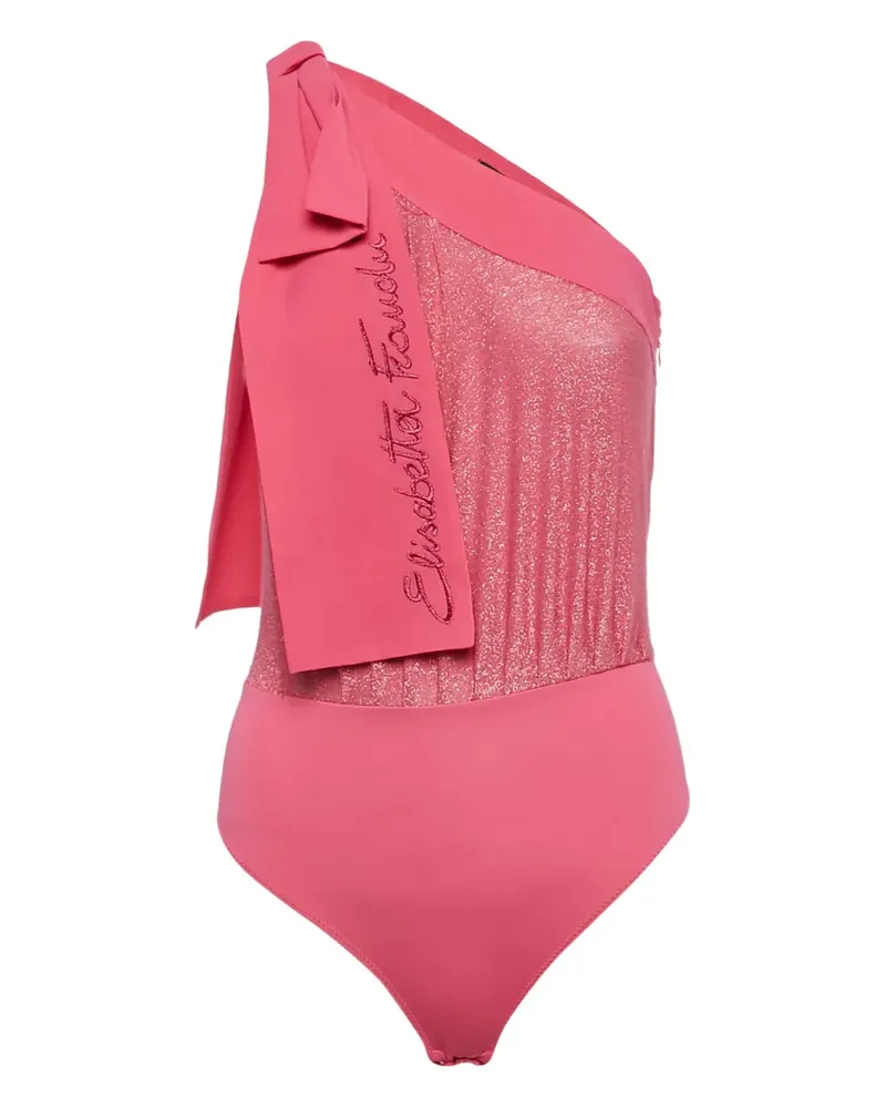 Elisabetta Franchi 2023 lurex-knit one-shoulder bodysuit - Rosa Rosa