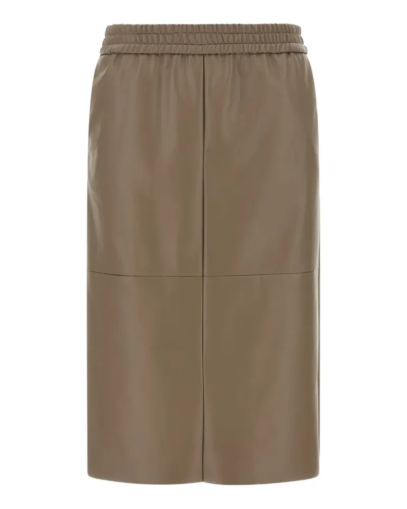 NUDE panelled faux-leather midi skirt Nude