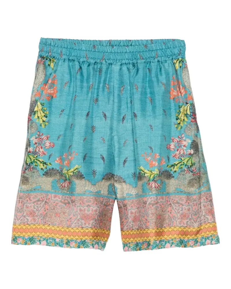 Pierre-Louis Mascia printed silk straight shorts - Blau Blau