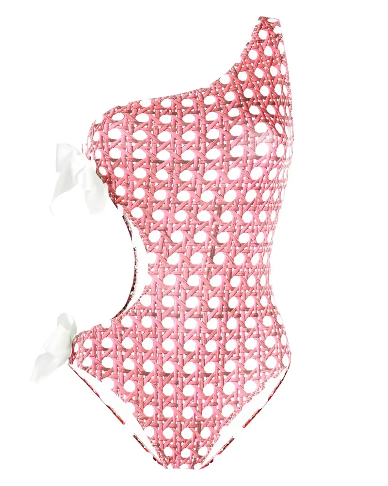 Giambattista Valli Asymmetrischer Badeanzug mit Print - Rosa Rosa