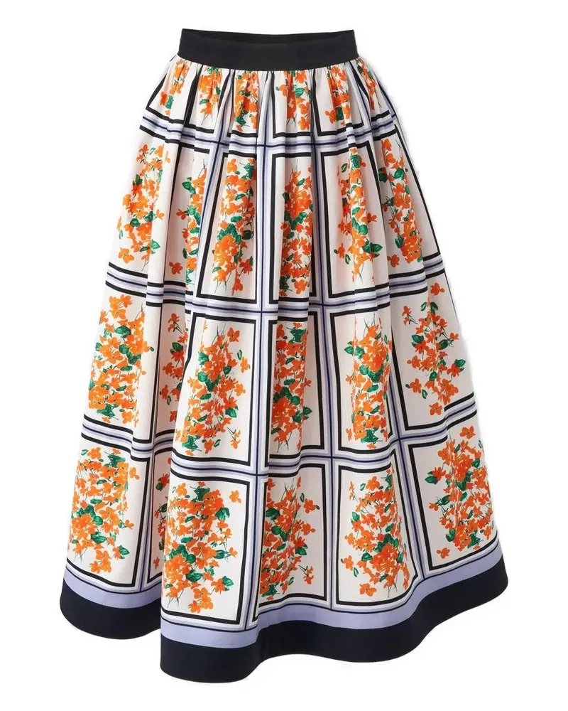 Carolina Herrera New York Midirock mit Blumenmuster - Weiß Weiß