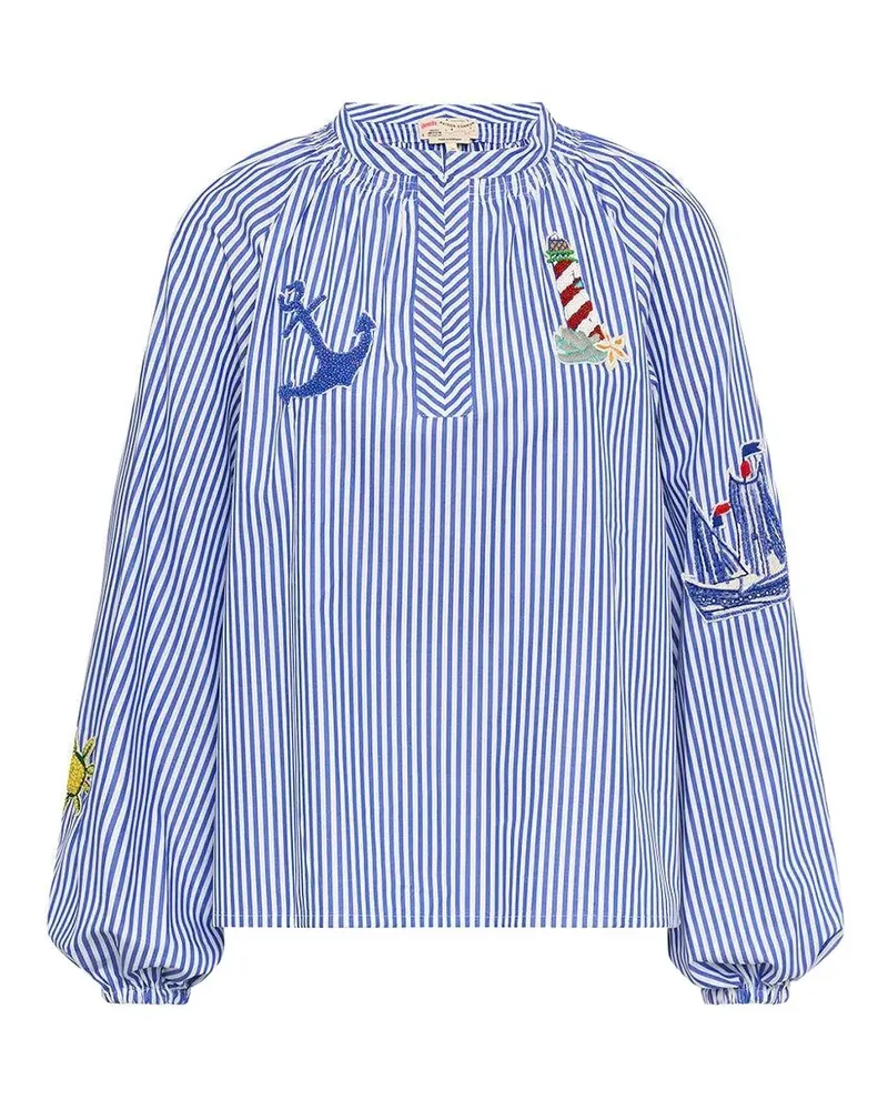 Maison Common embroidered striped blouse - Blau Blau