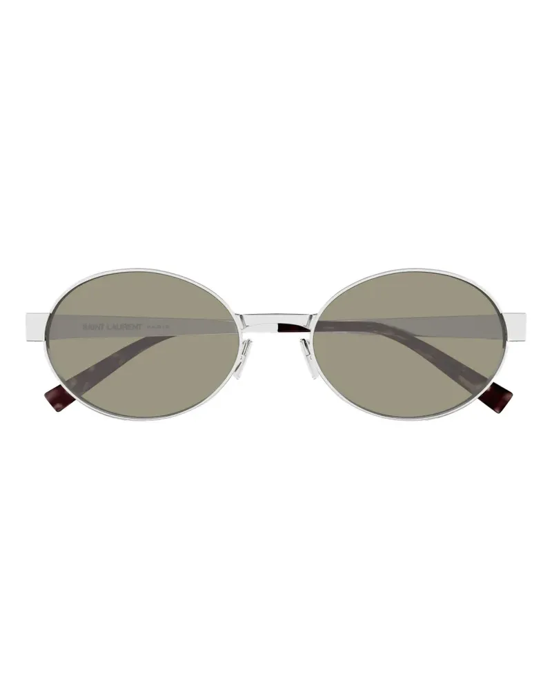 Saint Laurent Sonnenbrille mit ovalem Gestell - Silber Silber