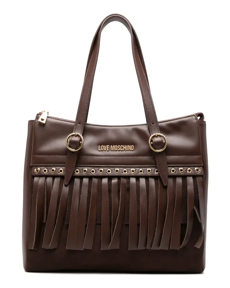 Moschino Shopper mit Fransen - Braun Braun