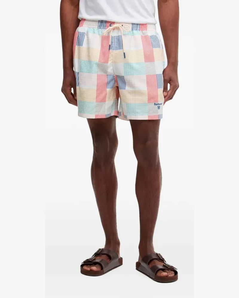 Barbour Badeshorts mit Patchwork-Print - Weiß Weiß