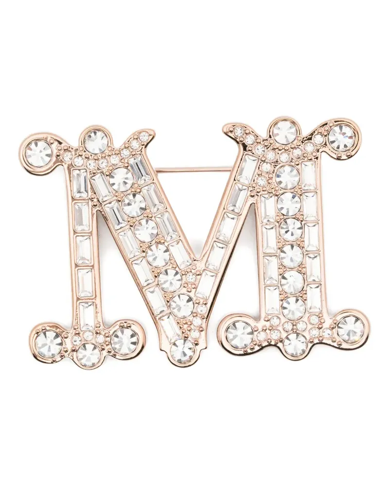 Max Mara Bath2 crystal-embellished M brooch - Rosa Rosa